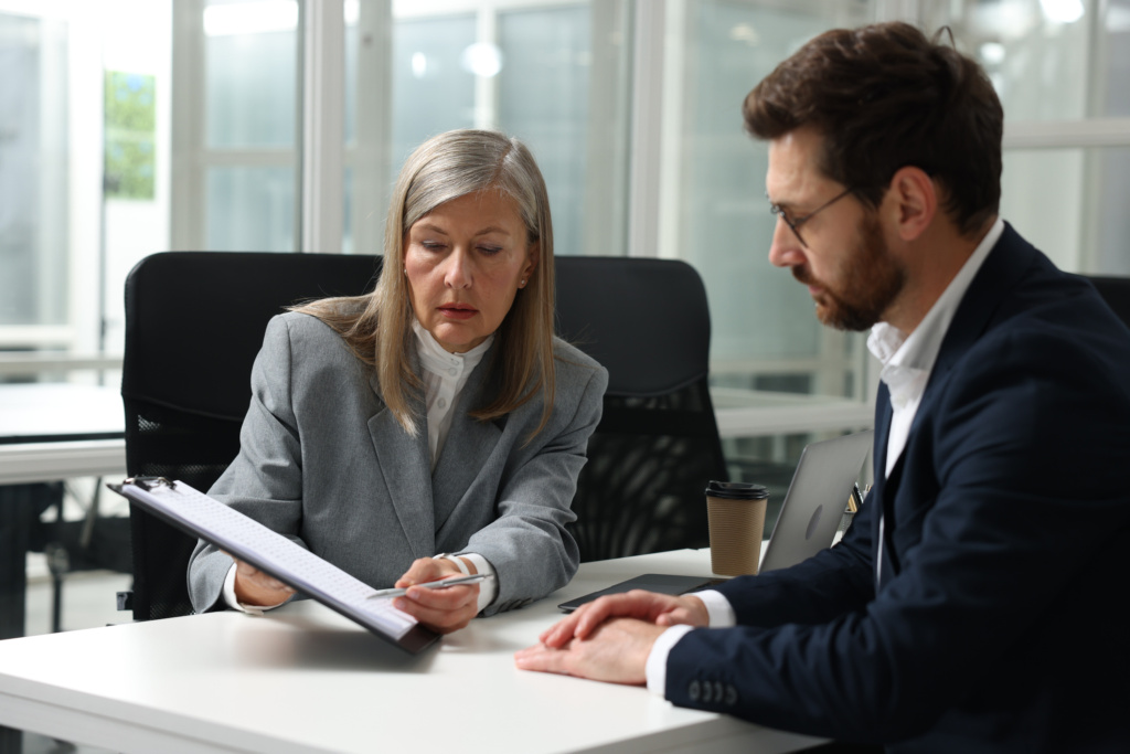 Brisbane criminal lawyer talking with a client